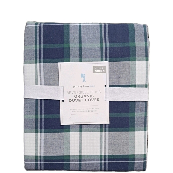 Pottery Barn Kids Other - Pottery Barn Kids Blue and Green Reversible Plaid Duvet Cover